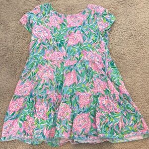 Lilly Pulitzer Pink and Green Sundress with Flutter Sleeves